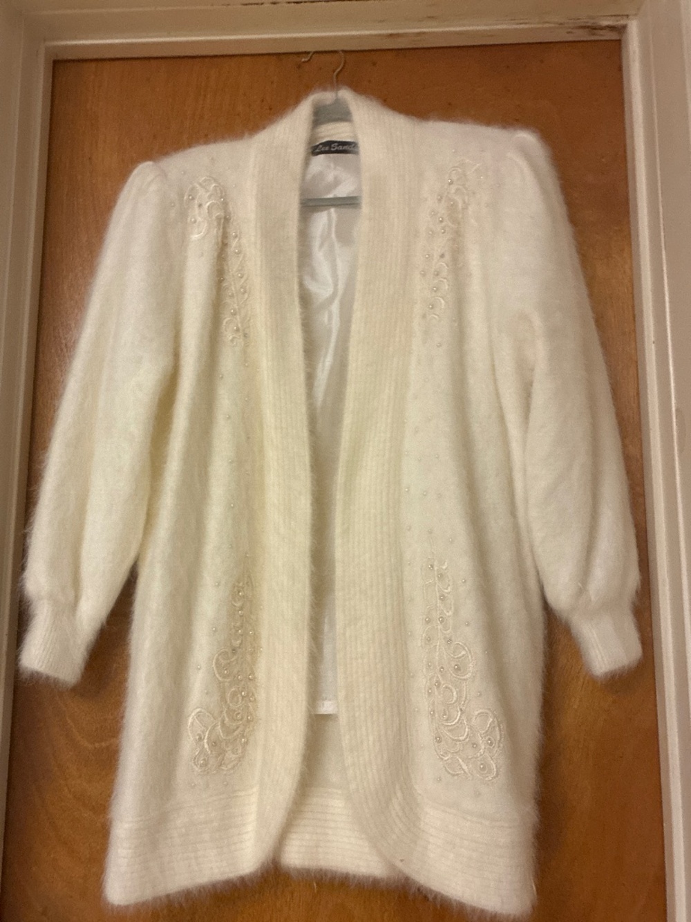 Lee Sands Vintage Rabbit Angora Blend Cardigan Jacket EUC